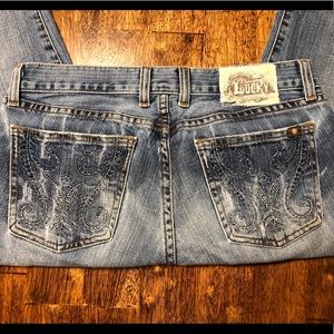 PRETTY!! Lucky Brand Emerald Jeans sz 27x30.5